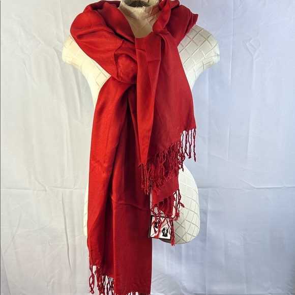 Jasmine Vibrant Red Women's Wrap Scarf Pashmina Style - Picture 3 of 7